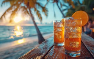 Картинка лед, море, лето, summer, стакан, коктейль, отдых, пляж