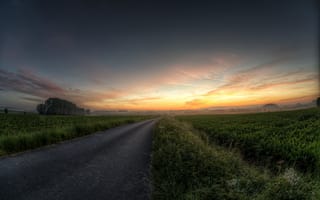 Картинка дорога, зелень, road, blue, HDR, landscape, colors, field