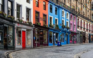 Картинка здания, Дома, Эдинбург, Scotland, Окна, Брусчатка, Edinburgh, Шотландия