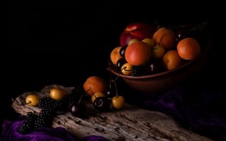 Картинка ягоды, ваза, фрукты, Виктор Лебедь, Abundance