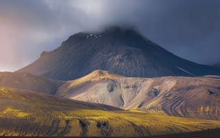 Картинка небо, облака, Слои, Layers, горизонт, вулкан, Patrick