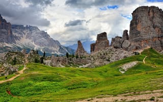 Картинка облака, горы, скалы, Italy, красота, Италия, Veneto, Доломитовые Альпы