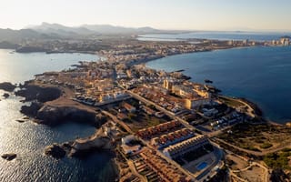 Картинка море, Испания, Malmerna Strait, регион Мурсия, Мальмернский пролив, вид сверху, Spain, строения