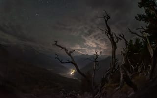 Картинка облака, горы, Кудашкина Ксения, Мрачный Архыз, ночь, старые деревья