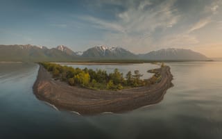 Картинка озеро, Байкал, Лаврентьев Александр, Лодья мыса Мужинай, панорама