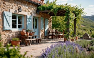 Картинка солнце, дом, summer, каникулы, landscape, цветение, sunshine, house