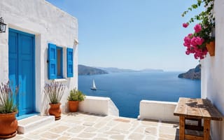 Картинка море, солнце, каникулы, sunshine, дом, summer, house, цветение
