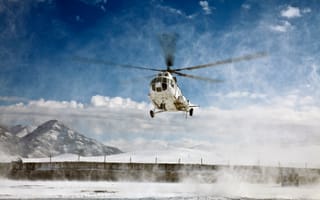 Картинка ми-8, вертолёт, снег, горы, лопасти