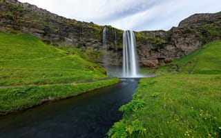 Картинка Зелень, Луга, Исландия, Скалы, River, Iceland, Green, Река