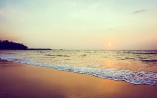 Картинка песок, море, небо, лето, summer, берег, пляж, волны