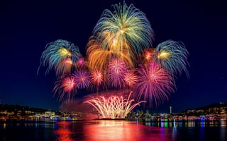 Картинка Ночь, Салют, Fireworks, Праздник, фейерверк, Seattle, Сиэтл, Канада