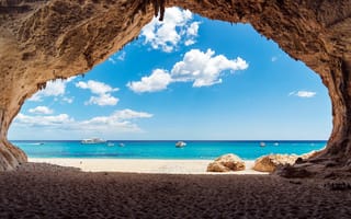 Картинка Облака, Море, Италия, Горизонт, Sardinia, Сардиния, Italy, Пещера на холмах Орозеи