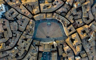 Картинка город, дома, Сиена, Тоскана, Площадь, крыши, вид сверху, Tuscany
