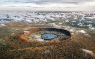 Картинка облака, Горизонт, Долина, Crater, кратер, Australia, Австралия, Wolfe Creek