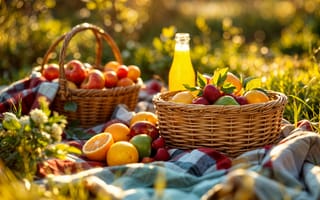 Картинка лето, ягоды, фрукты, пикник, summer, корзина, отдых, сок