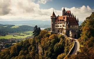 Картинка замок, landscape, castle, ancient, view