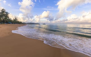 Картинка песок, море, берег, волны, лето, небо, summer, пляж