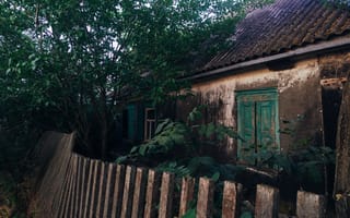 Картинка лето, дерево, архитектура, Россия, забор, вечер, июль, заброшенный дом