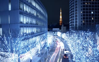 Картинка Токио, ночной город, столица Японии, Tokio, город