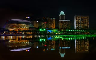 Обои огни, ночь, Сингапур