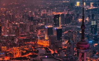 Картинка город, небоскрёбы, мегаполис