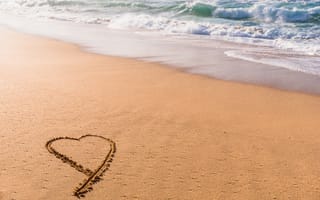 Картинка песок, море, summer, love, пляж, sea, лето, beach