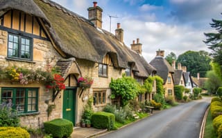 Картинка улица, деревня, cottage, street, village, домик, коттедж, сказочный