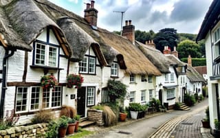 Картинка улица, деревня, cottage, сказочный, коттедж, village, домик, street
