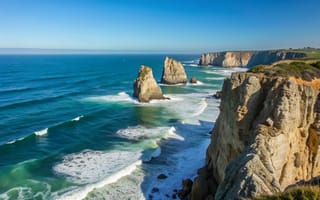 Картинка море, волны, скалы, sea, ocean, берег, waves, тучи