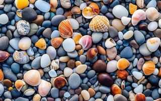 Картинка пляж, галька, камни, colorful, beach, ракушки, texture