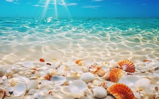 Картинка песок, море, ракушки, seashells, пляж, beach, sand, sea