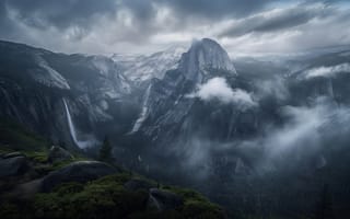 Картинка landscape, mountains, fog, yosemite