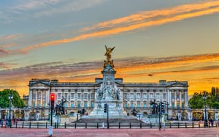Картинка Лондон, Закат, Building, Здание, Buckingham Palace, Sunset, London, Букингемский дворец