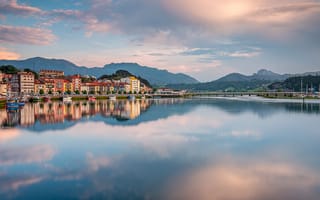 Картинка Облака, Горы, Лето, Горизонт, Река, Spain, Summer, Испания
