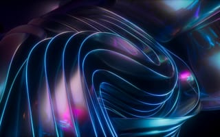 Картинка голубой, Волны, Digital art, Waves, Абстракция, изгибы, Переливы, Abstraction