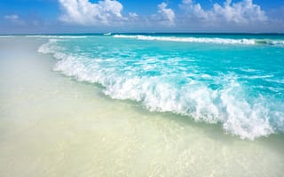 Картинка песок, море, волны, берег, waves, пляж, лето, небо