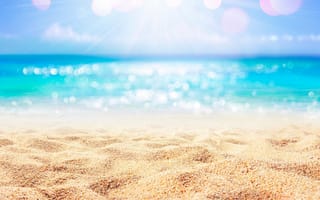 Картинка песок, море, пляж, берег, waves, небо, лето, волны