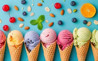 Картинка ягоды, colorful, фрукты, fruits, berries, ice cream, рожок, мороженое