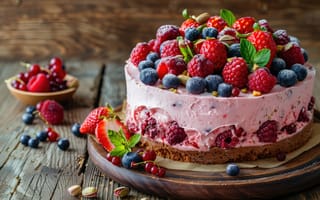 Картинка ягоды, малина, голубика, berries, cake, торт