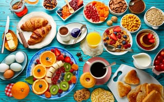 Картинка ягоды, кофе, орехи, фрукты, fresh, завтрак, выпечка, orange