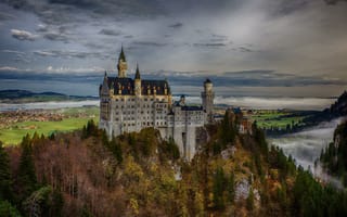 Картинка Germany, осень, лес, Neuschwanstein Castle, Бавария, скала, Замок Нойшванштайн, Германия, Bavaria