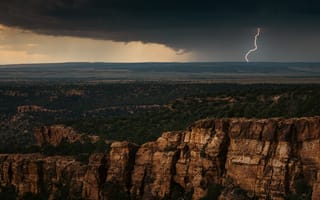 Картинка Горы, Горизонт, Horizon, USA, Нью-Мексико, Молнии, Lightning, США