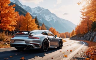 Картинка дорога, осень, лес, autumn, деревья, road, forest, листья