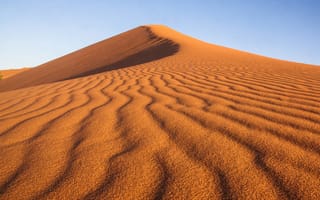 Картинка небо, песок, бархан, пустыня, природа, абстракции, текстура, узор, линии, дюна
