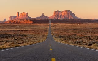 Картинка скалы, дорога, пустыня, ЮТА, Долина Монументов, США