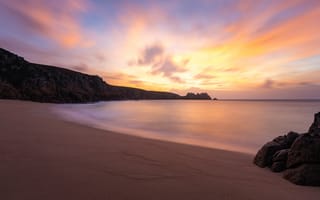 Картинка море, пляж, England, Cornwall, закат, Lloyd Austin