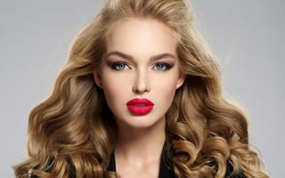 Картинка взгляд, портрет, красная, блондинка, макияж, Valua Vitaly, помада