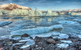 Обои лёд, камни, Iceland