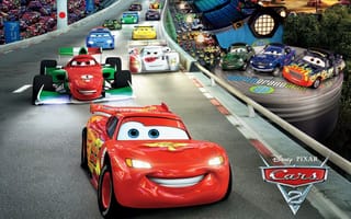 Картинка Cars 2, тачки 2, трек, pixar, молния, спорткары