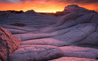 Картинка вечер, монумент, Аризона, закат, Белый карман, национальный парк